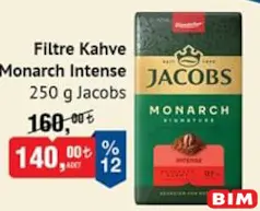 JACOBS FİLTRE KAHVE MONARCH INTENSE 250 G fiyat ve kampanya bilgisi